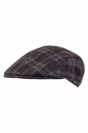 Wigens Mens Ivy Modern Flannel Check Wool And Silk Cap In Brown