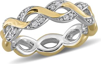 Mimi & Max Created Forever 1/6ct TW Lab-Grown Diamond Infinity Eternity Ring Two-Tone Sterling Silver