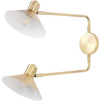 Beliani Lampada da parete moderna a 2 luci con paralumi a tamburo in metallo e acciaio, regolabile oro Kadassa