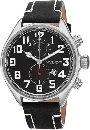 Akribos XXIV Essential Chronograph Black Dial Stainless Steel Mens Watch AK706SSB