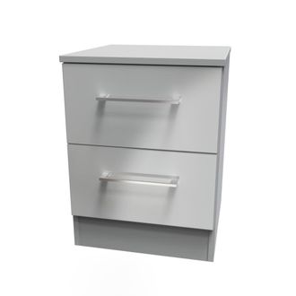 Welcome Furniture Wellington Ready Assembled Bedside Table with 2 Drawers - Uniform Matt & Dusk Grey - Welcome Furniture | TJ Hughes