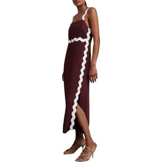 Reiss Asher Rickrack Maxi Dress in Burgundy at Nordstrom, Size 2 Us