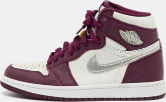 Air Jordan s Burgundy/white Leather Jordan 1 Retro High Bordeaux Sneakers