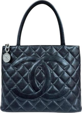 Chanel Pre-owned Handbags, female, Black, Size: ONE SIZE Pre-owned Vintage Tote Bag