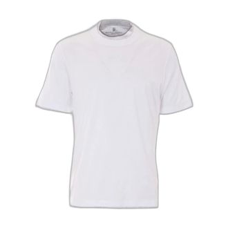 Brunello Cucinelli T-shirt met gelaagde details - Heren - Tops - Wit - Maat: S Katoen