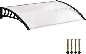 OUTSUNNY Tejadillo De Protecci&oacute;n Para Puertas Ventanas Marquesina De Exterior De Aleaci&oacute;n De Aluminio 150x90x25 Cm Transparente