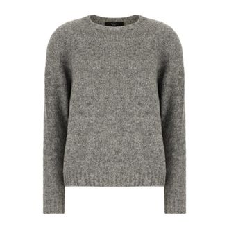 Max Mara Round-neck Knitwear, female, Gray, M, Wool Crew Neck Jumper