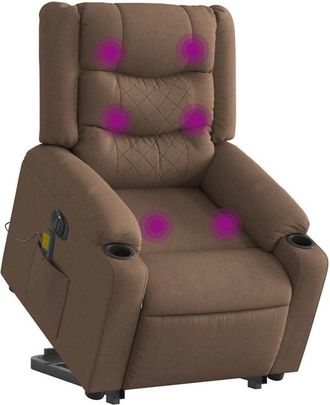 vidaXL Vidaxl - Sill&oacute;n De Masaje El&eacute;ctrico Reclinable Elevable Tela Marr&oacute;n