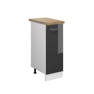 Vicco Armario De Farmacia R-line, Antracita Alto Brillo, 30 Cm, Et Roble