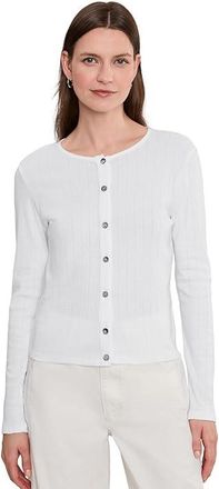 Michael Stars Mackenzie Crew Neck Cardigan Womens Clothing White : XL (US 10-12), Cotton