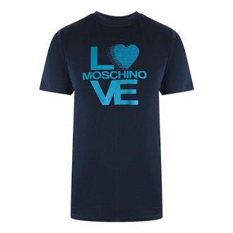 Love Moschino Heren Liefde Katoenen T-Shirt (Marineblauw)
