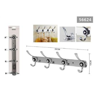 Trade Shop Trade Shop - Hanger De 4 Gancho Cuelga De La Toalla Ropa De Ba&ntilde;o Ba&ntilde;o Flor Diamante 35x10cm 56624