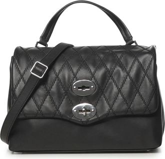 Zanellato Postina Trame - Dames - Handtassen - Zwart - S - Leer - Tassen