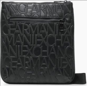 A|X Armani Exchange Mens Synthetic Monogram Crossbody Black Messenger Bag - Size: ONE size