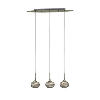 Netlighting Chelsie Ceiling Pendant 3 Light Line Antique Brass Clear Glass in Bronze
