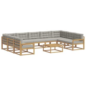 vidaXL Set Di Divani Da Esterno 10 Pz Bianco E Grigio Chiaro Vidaxl