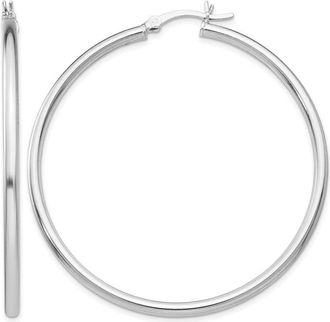 Diamond2Deal Sterling Silver Polished Round Hinged Hoop Earrings