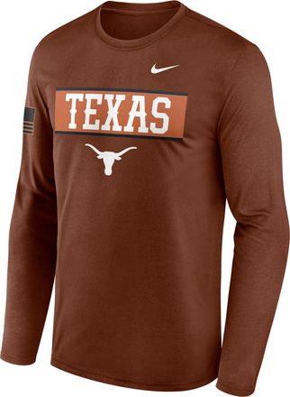 Nike Texas 2026 Military Appreciation Legend Nike Mens Dri-FIT College Long-Sleeve T-Shirt in Brown | 02TJ2GYTXE-VZG