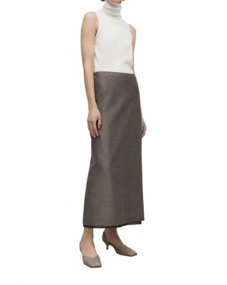 CORDERA Tailoring Mohair Long Skirt In Smoke Brown