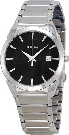 Bulova Classic Black Dial Stainless Steel Mens Watch 96B149