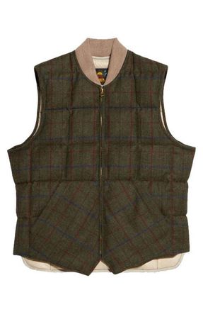 Fortela Wool Check Vest in Army Green at Nordstrom, Size 48 Eu