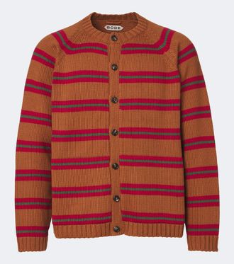 Bode Holly striped cotton and wool cardigan