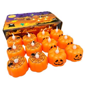 OEM Candela Di Zucca Led Di Halloween, 12 Candele Tealight A Led Senza Fiamma, Luce Di Zucca 3d Alimentata A Batteria Zucche Di Halloween Luminose E Reali