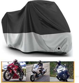 OEM Funda Para Moto, Impermeable, Dimensiones: 265105125 Cm, Resistente A La Lluvia, Protecci&oacute;n Uv Y Al Polvo, Color Negro Y Plateado