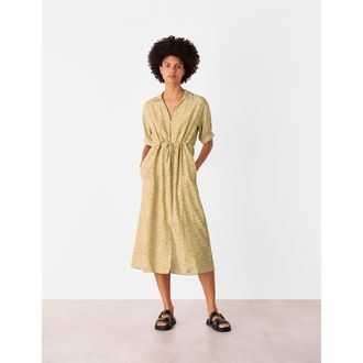 Whistles Tiger Flame Short Sleeve Midi Dress in Green/multi at Nordstrom, Size 14