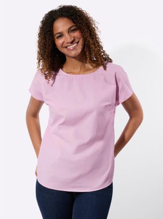 Casual Looks Schlupfbluse CASUAL LOOKS, Damen, Gr. 36, ros&eacute;, 50% Baumwolle, 50% Polyester, unifarben, Rundhals, Blusen Schlupfbluse