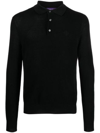 Ralph Lauren Purple Label Maglione in stile polo con ricamo - Nero