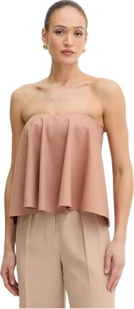 Twinset Wool Blend Bustier Top - Dames - Tops zonder mouwen - Bruin - S - Wol - Tops