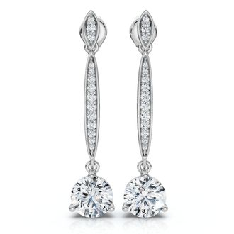 Pompeii3 1 5/8Ct Drop Dangle Earrings 14k Gold Lab Grown