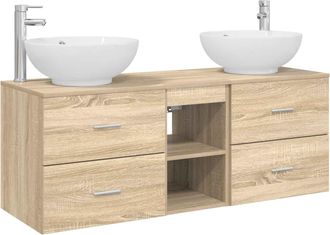 vidaXL Juego De Muebles De Ba&ntilde;o 3 Uds. Roble Sonoma Vidaxl