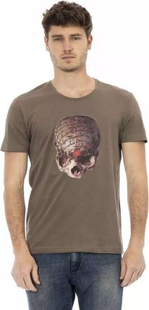 Trussardi Mens Skull Graphic Tee - Grey Cotton - Size X-Large