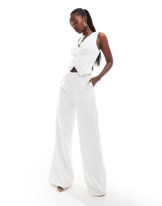 KAIIA Esclusiva Kaiia - Tuta jumpsuit stile gilet bianca a fondo ampio-Bianco