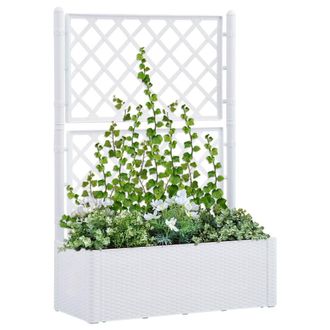 Berkfield Home Garden Raised Bed with Trellis & Self Watering System White