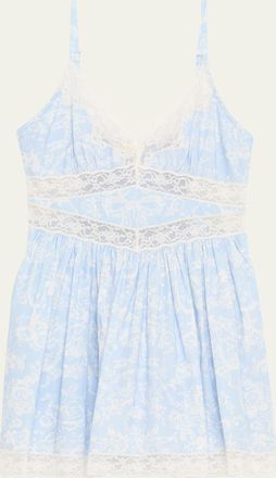 LoveShackFancy Ressie Lace-Trim Mini Dress