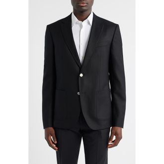 BOSS Hutson Slim Fit Textured Black Wool Sport Coat at Nordstrom Rack, Size 42 Short