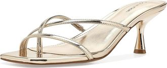 Calvin Klein Axella Womens Sandals Gold Mirror Metallic : 7.5 M, Faux Leather