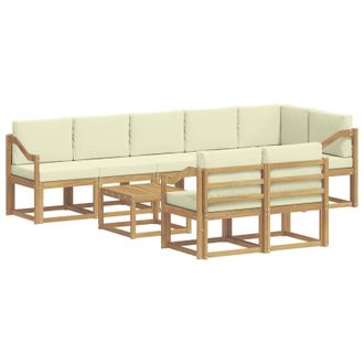vidaXL Conjunto De Sof&aacute;s De Exterior 9 Pcs Blanco Y Crema Poli&eacute;ster Vidaxl