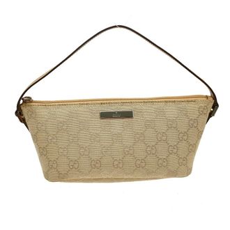 Gucci Web Boat Pochette Gg Canvas Beige Canvas Handbag (Pre-Owned)