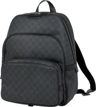 Gucci Black Coated Canvas Leather Backpack (Pre-Owned)