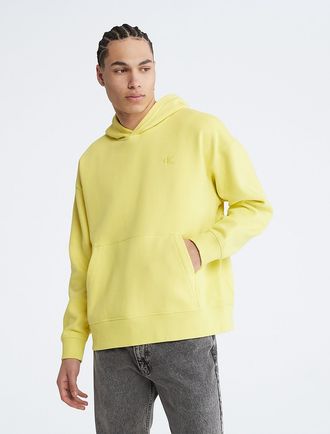 Calvin Klein Mens Archive Logo Relaxed Fleece Hoodie - Green - XS