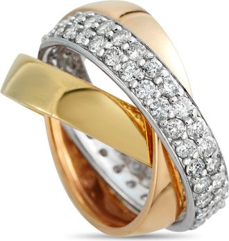 Luxury Bazaar 18K Rose, Yellow, and White Gold 1.70ct Diamond Three-Band Ring MF61-031726
