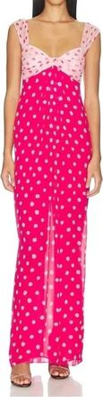 Saloni Chani Long Dress In Polka Strawberry