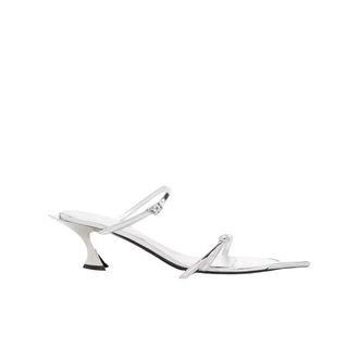 MUGLER Zilveren Leren Sandalen met Hak - Dames - Muiltjes - Grijs - 36 EU - Leer - Schoenen