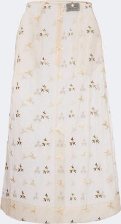 Simone Rocha Embroidered tulle midi skirt