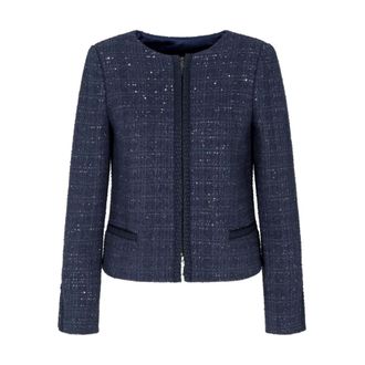 Emporio Armani Jassen, Dames, Blauw, L, Wol, Blauwe Wollen Blazer Jas