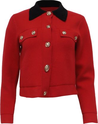 Sandro Button-Down Blazer in Red Viscose